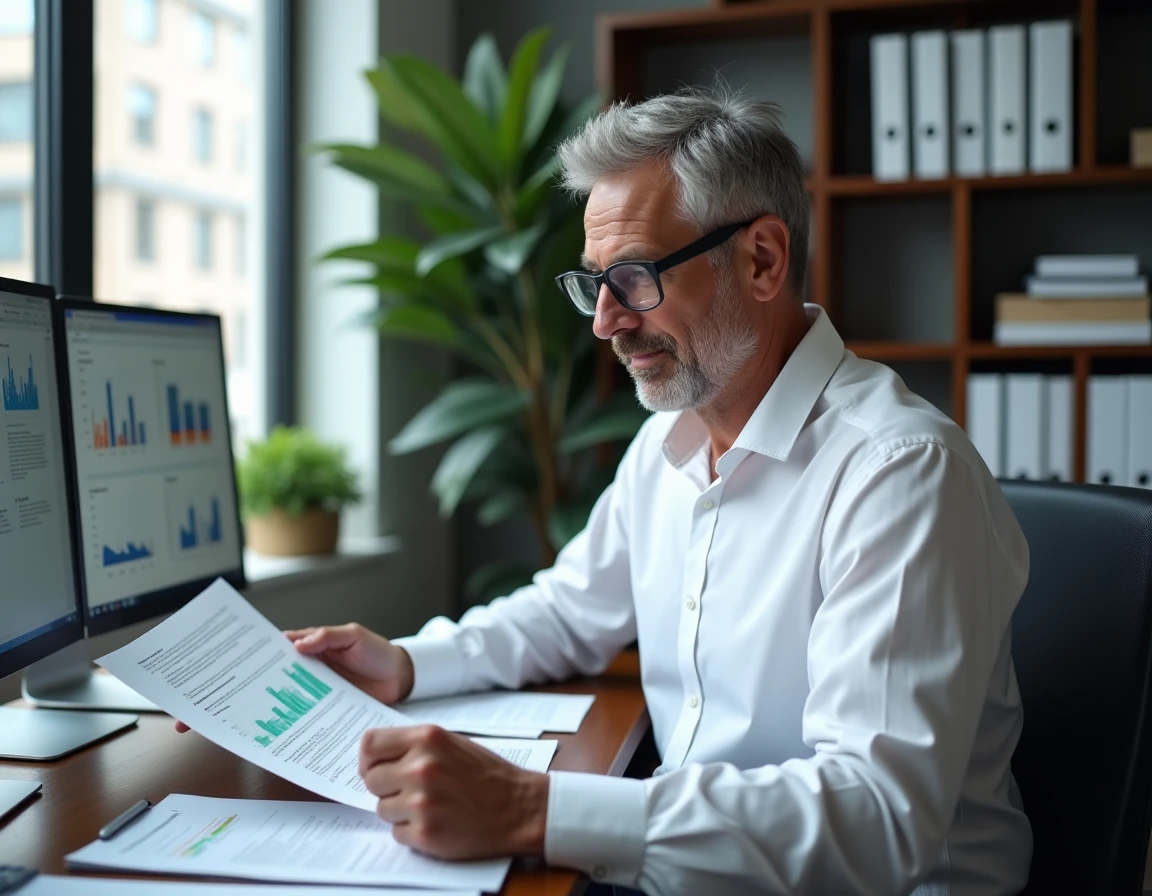 Responsable formation analysant les résultats et indicateurs de performance d'un programme de formation professionnelle sur ordinateur